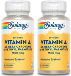 Solaray Vitamin A Dry Form - 60% Beta Carotene & 40% Retinyl Palmitate - 60 Vegan Capsules