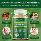 Gominolas de Graviola Soursop - 2000mg Extracto de Hojas, Vitamina C, Zinc - 60 Gominolas Veganas