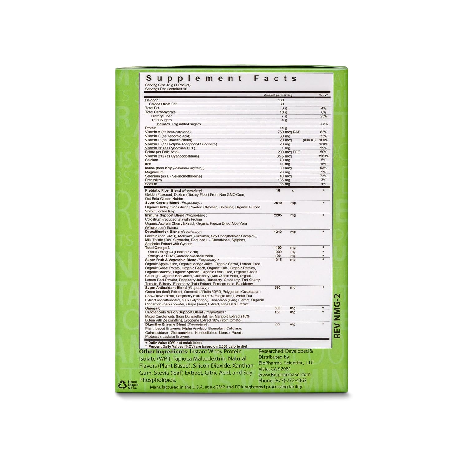 NanoMeal Plant-Based All-in-One Nutrition | Mezcla de Superalimentos | Tropical Fruit Blend | 10 Sobres | Proteína, Verduras y Omega