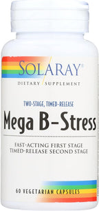 Solaray Mega B Estrés de Dos Fases, 60 Cápsulas Vegetales