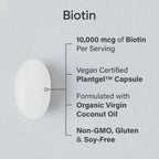 Sports Research Biotina 10.000 mcg con Aceite de Coco Orgánico - 30 Cápsulas Blandas Vegetales