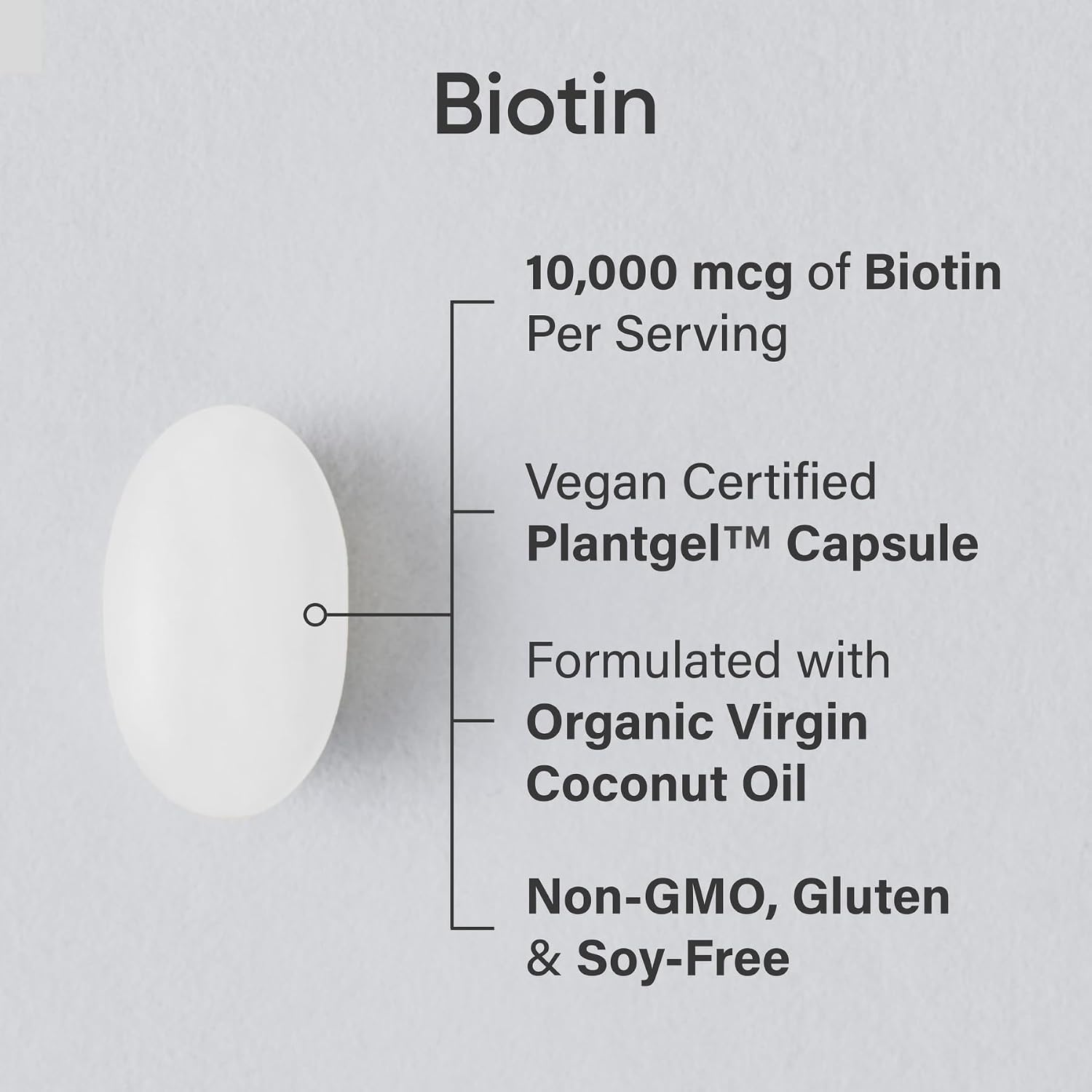 Sports Research Biotina 10.000 mcg con Aceite de Coco Orgánico - 30 Cápsulas Blandas Vegetales