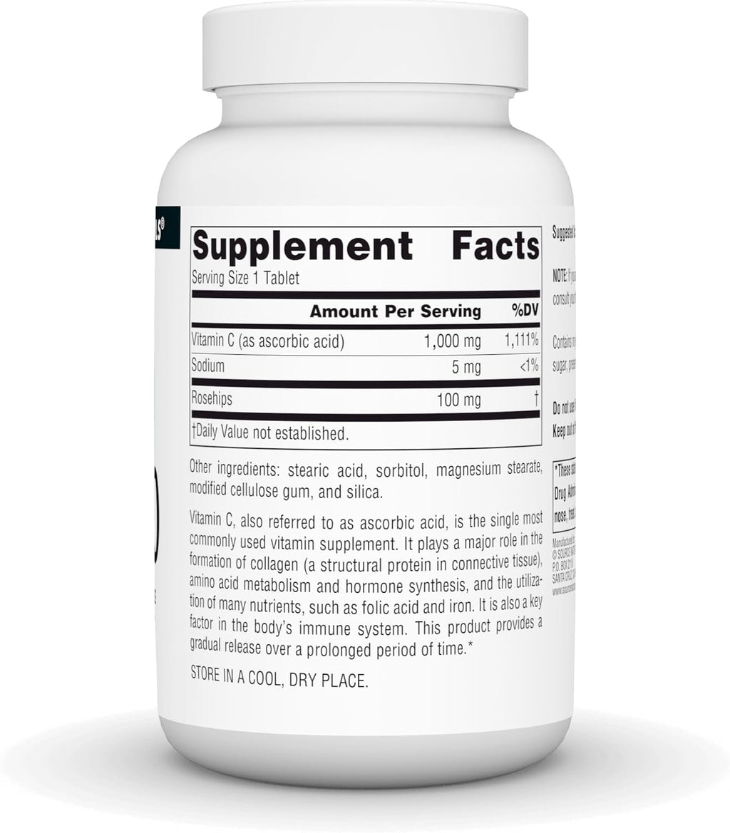 Source Naturals C-1000, con Escaramujo 1000 mg - 100 Comprimidos de Liberación Prolongada