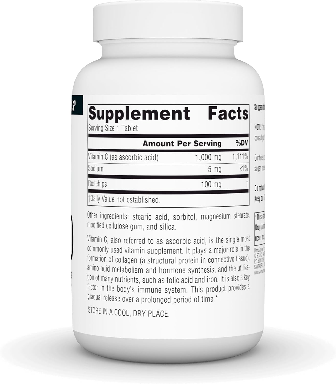 Source Naturals C-1000, con Escaramujo 1000 mg - 100 Comprimidos de Liberación Prolongada