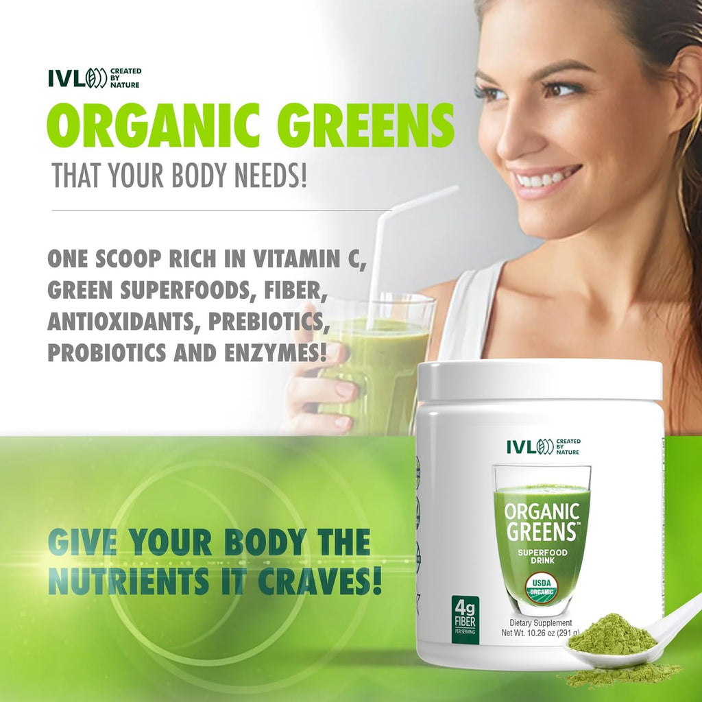 IVL Organic Greens - Superalimento Orgánico en Polvo - 30 Raciones
