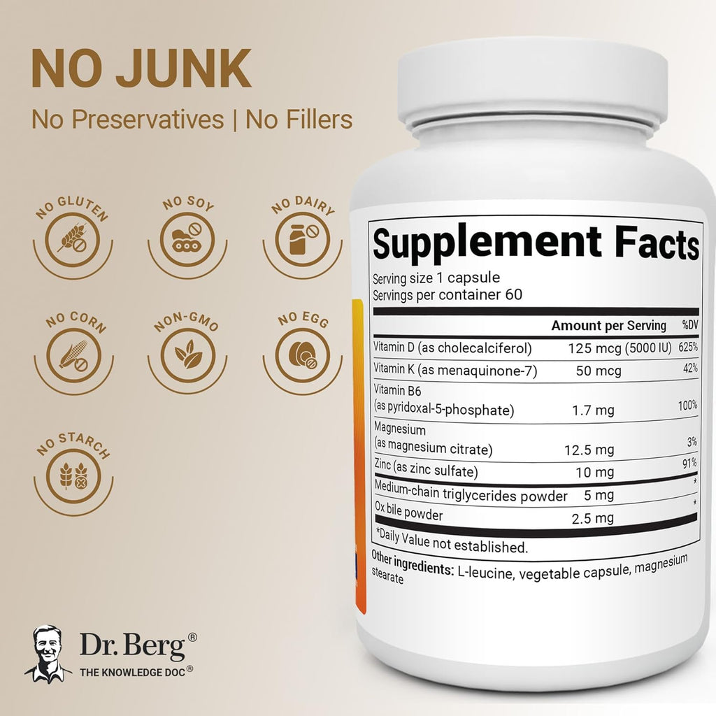 Dr. Berg Maximum Strength 7-in-1 Vitamin D3 K2 5000 IU