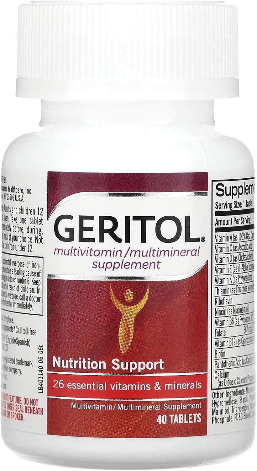 Geritol Multivitamínico Completo con 26 Vitaminas y Minerales - 40 Comprimidos