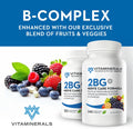 Vitaminerals 2BG+ B Complex Immune Support High Potency B Complex con Mezcla de Frutas y Verduras - 120 Cápsulas Vegetales