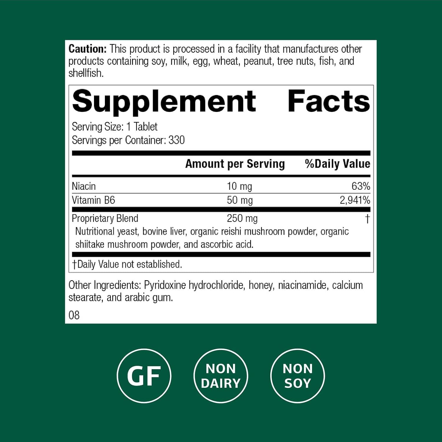 Standard Process B6-Niacinamida, 330 comprimidos