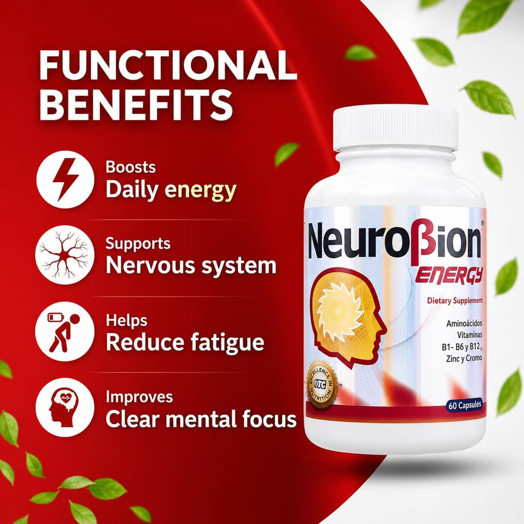 Neurobion Energy - 60 Capsules with Vitamins B1, B2, B6, B12, Zinc and Chromium