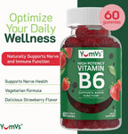 YUM-V'S Vitamin B6 Gominolas 100mg - 60 Gominolas Sabor Fresa