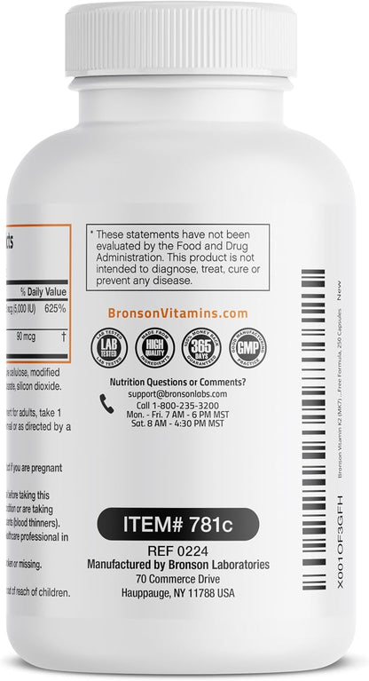 Bronson Complejo de Vitamina D3 y K2 (MK-7) 5000 UI / 90 mcg, 250 Cápsulas – Image 7