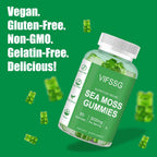 VIFSSG Sea Moss Gummies 3000mg - Gominolas de Musgo Marino con Bladderwrack y Bardana - 60 Gomitas Veganas