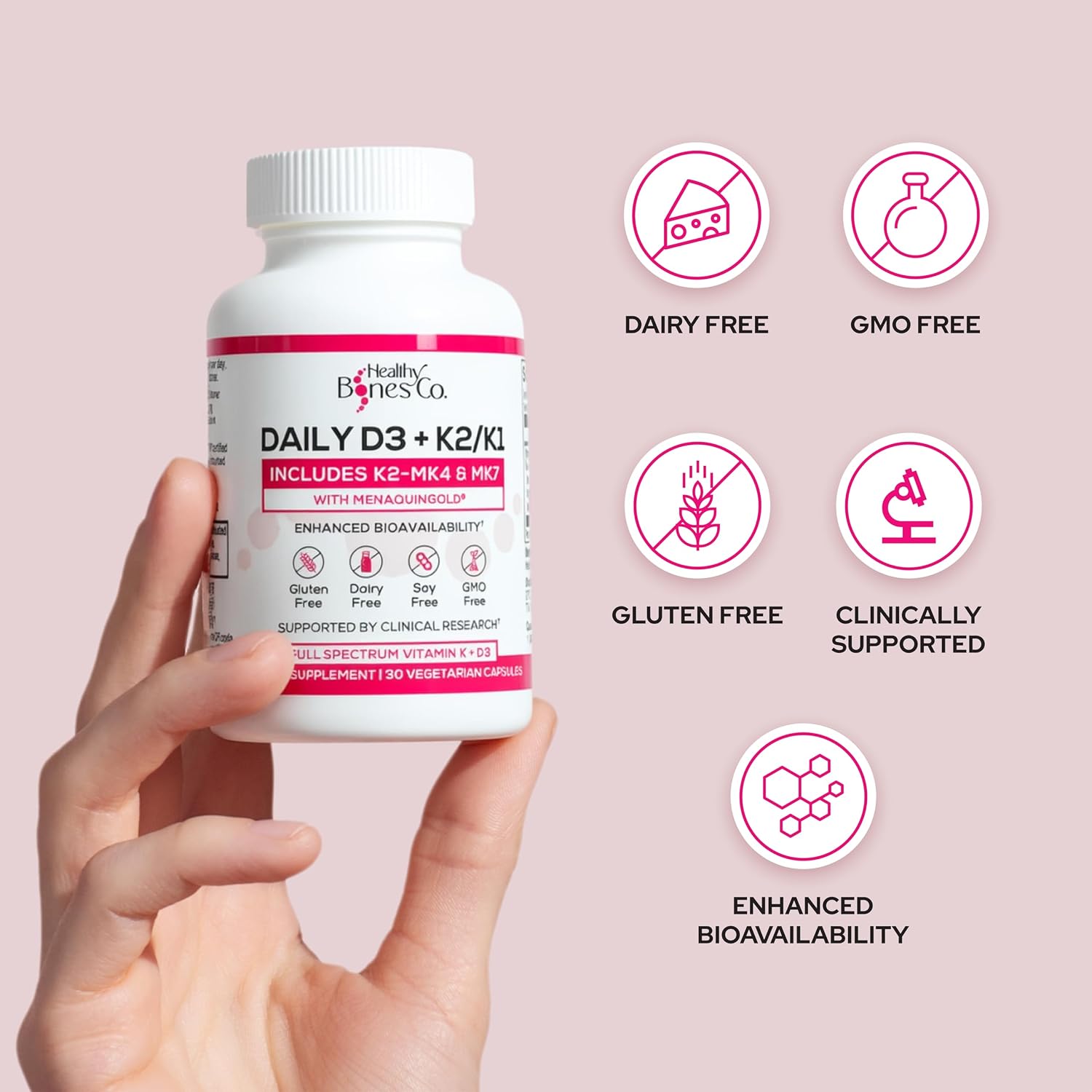 Premium D3 K2 Completo: Vitamina D3 2000 UI + K1 + K2 (MK-4 y MK-7) - 30 Cápsulas