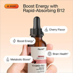 Nursh+ Boost Vitamina B12 5000 mcg Gotas Sublinguales – Metilcobalamina Orgánico y Vegano