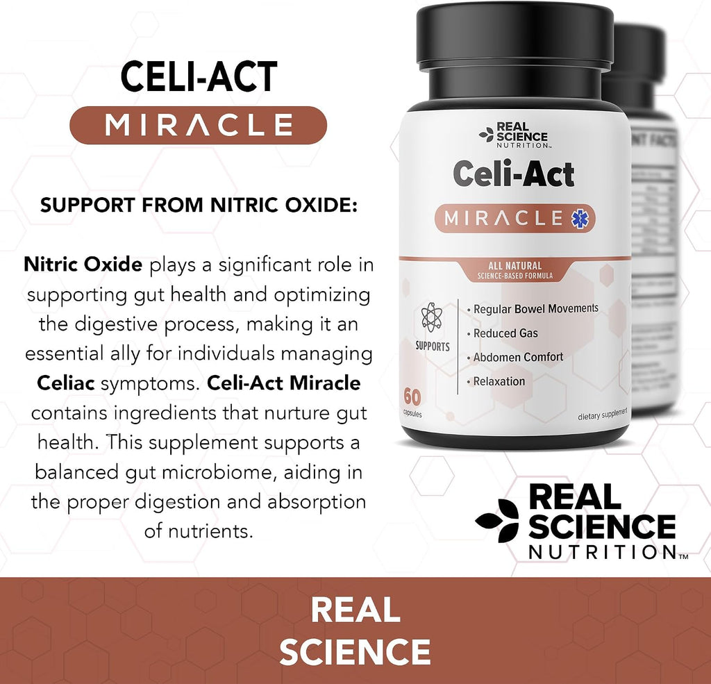 Real Science Celi-Act – Complemento para la Salud Digestiva con Vinitrox y GABA, 60 Cápsulas