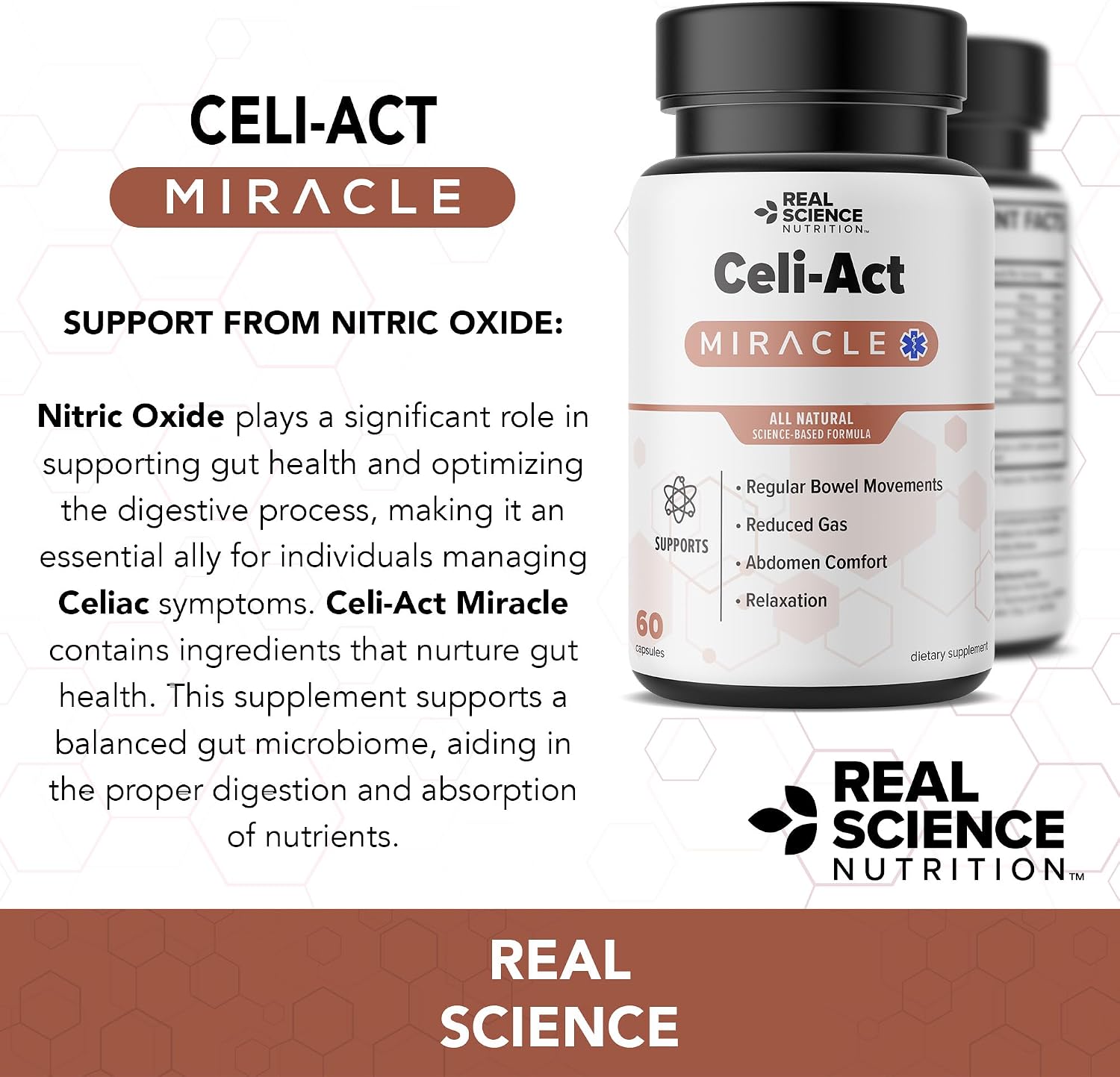 Real Science Celi-Act – Complemento para la Salud Digestiva con Vinitrox y GABA, 60 Cápsulas