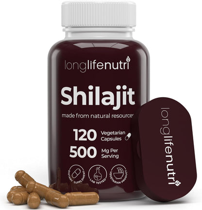 Shilajit Puro del Himalaya 500mg con Ácido Fúlvico 15% | 120 Cápsulas Vegetales | Suplemento para Vitalidad y Claridad Mental – Image 1