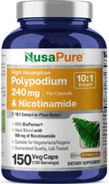 NusaPure Polypodium Nicotinamide 240 mg - 150 Cápsulas Veganas (Sin OGM, Sin Soja)