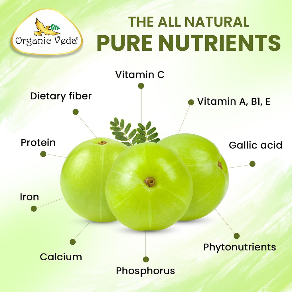 Organic Veda Amla Cápsulas - 1500mg, 300 Cápsulas - Suplemento Natural de Vitamina C con Antioxidantes