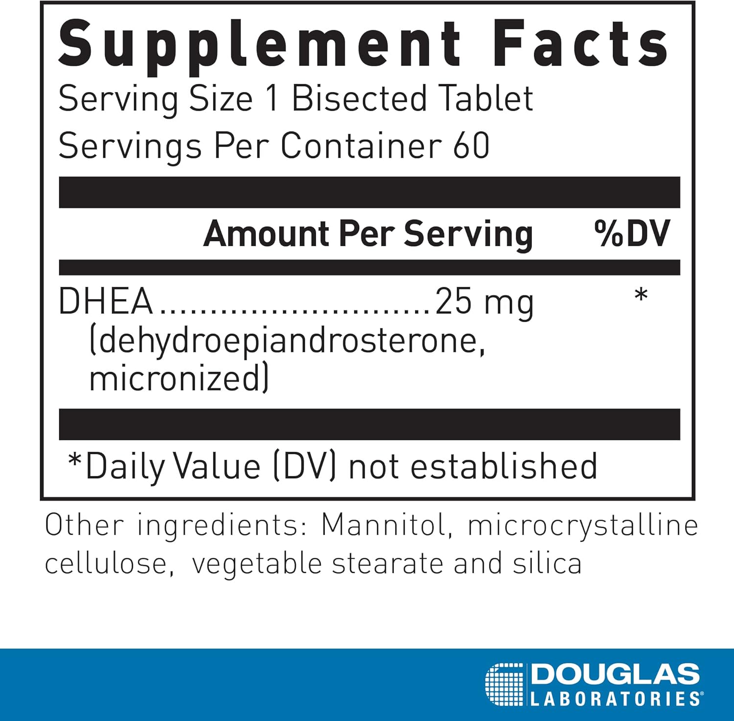 Douglas Laboratories DHEA 25 mg Tabletas Sublinguales, 60 unidades