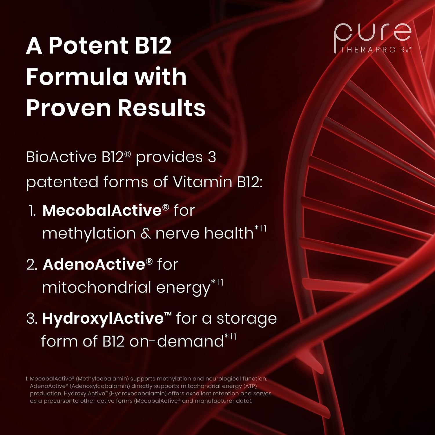 Pure Therapro Rx Vitamina B12 Sublingual - 5000 mcg con Metilcobalamina, Adenosilcobalamina e Hidroxocobalamina - 10 ml