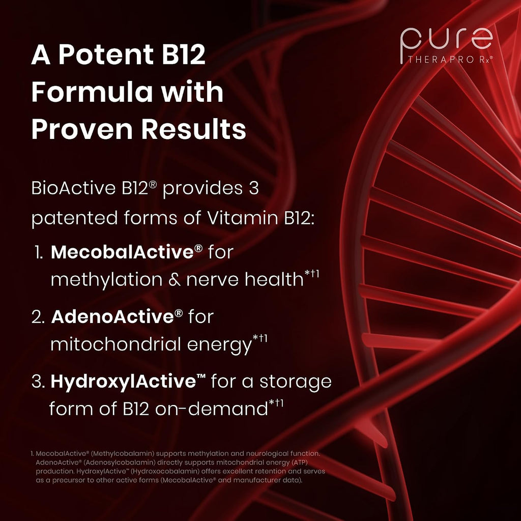 BioActive B12 Full Spectrum - Vitamina B12 Líquida Sublingual Vegana con Metilcobalamina, Hidroxocobalamina y Adenosilcobalamina (1250 mcg por gota, 20 ml - 4 meses de suministro)