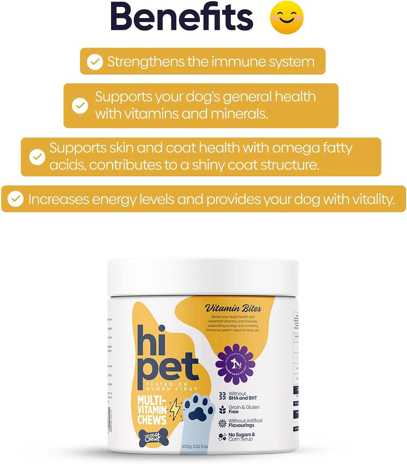 HiPet Multivitamin Bites - Suplemento vitamínico para perros (Pack de 6)