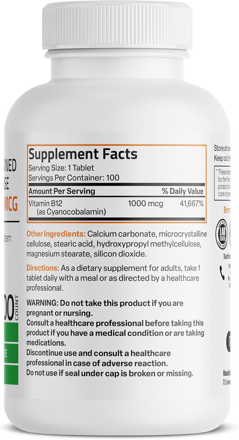 Bronson Vitamina B12 1000 mcg Liberación Prolongada - 100 Tabletas