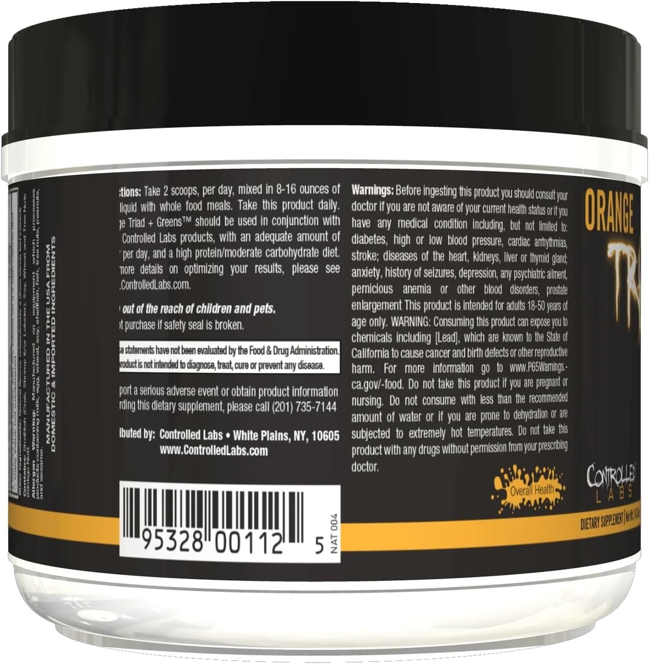CONTROLLED LABS Orange Triad Plus Greens - Multivitamínico Deportivo para Hombres y Mujeres, 30 Dosis