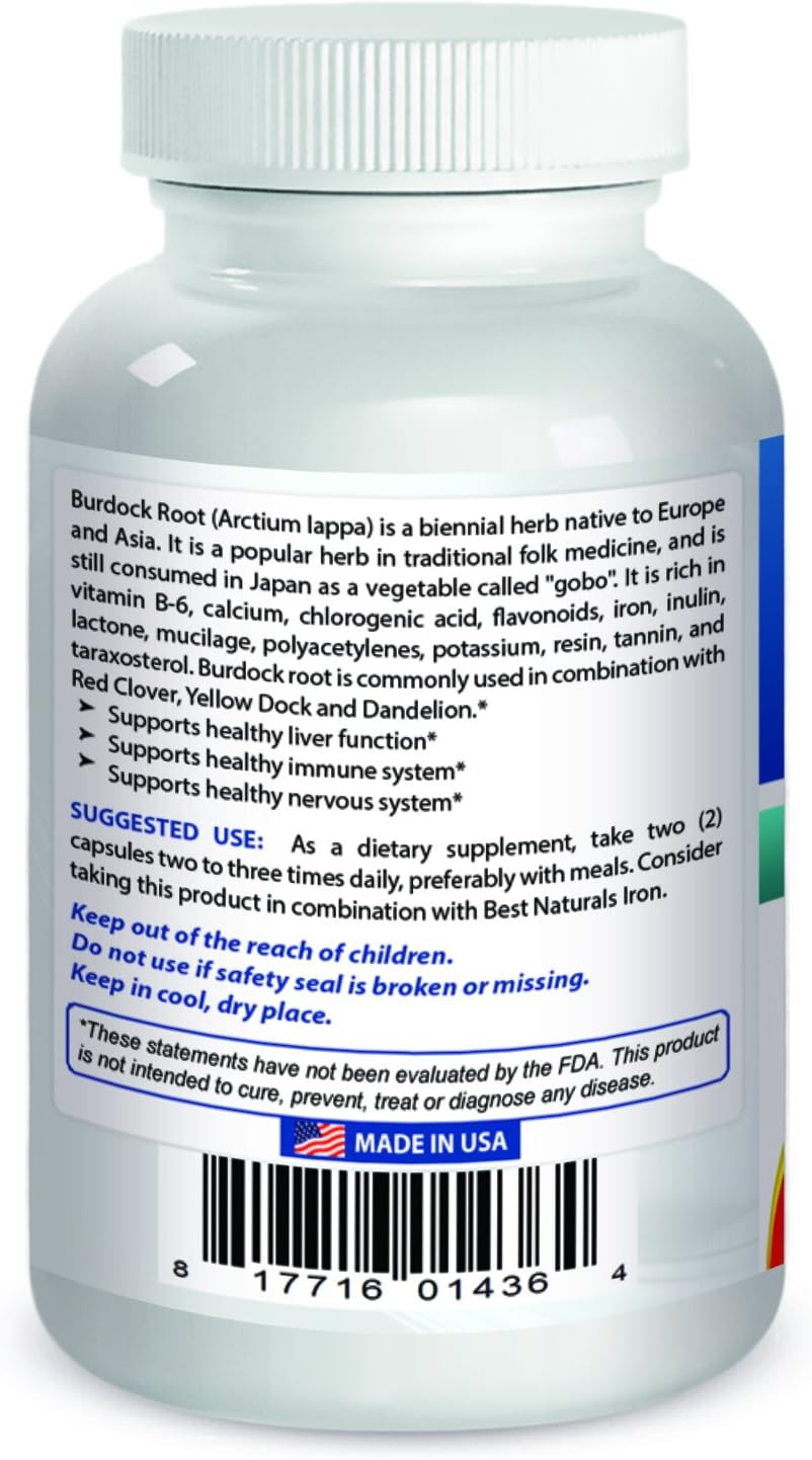 Best Naturals Raíz de Bardana 425 mg - 180 Cápsulas