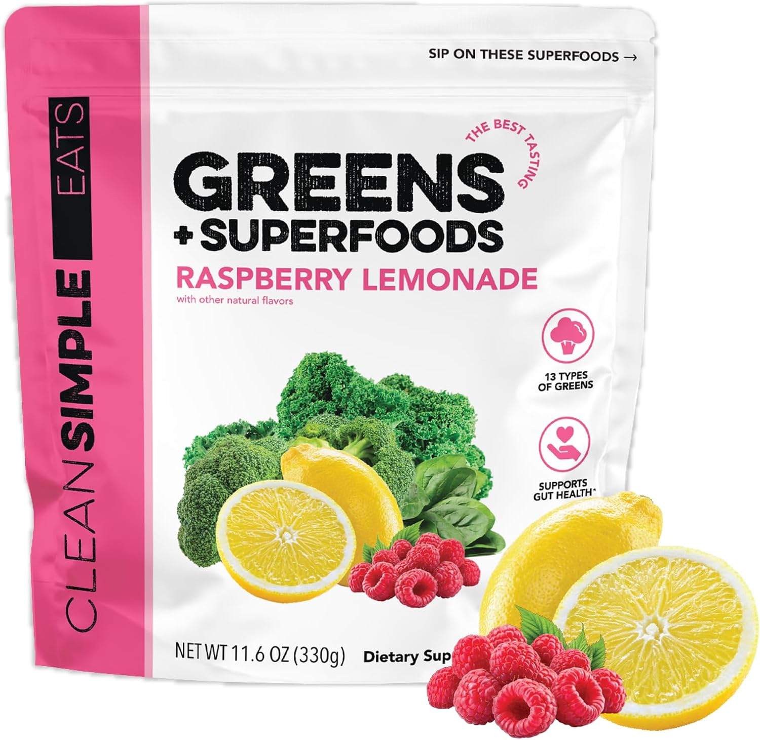 Clean Simple Eats Super Greens Polvo - Sabor Melocotón - 30 Dosis
