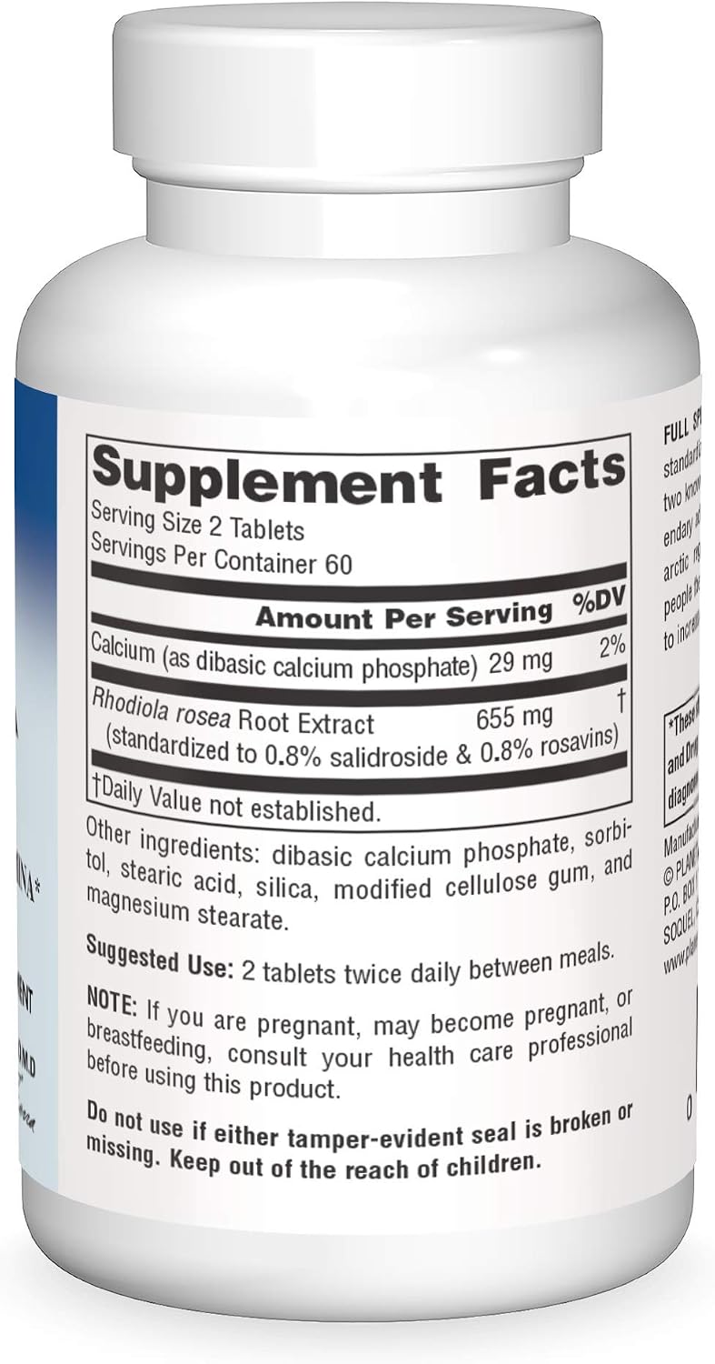 Planetary Herbals Rhodiola Rosea Extracto Completo 327mg – Adaptógeno para Resistencia Física y Mental, 120 Comprimidos