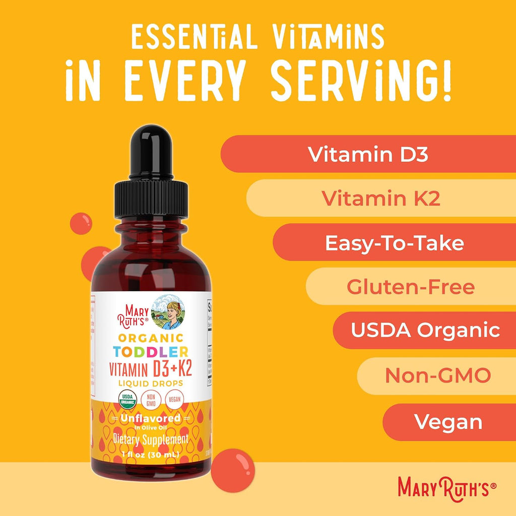 MaryRuth's Organics Gotas de Vitamina D3 y K2 para Niños Pequeños - 30 ml