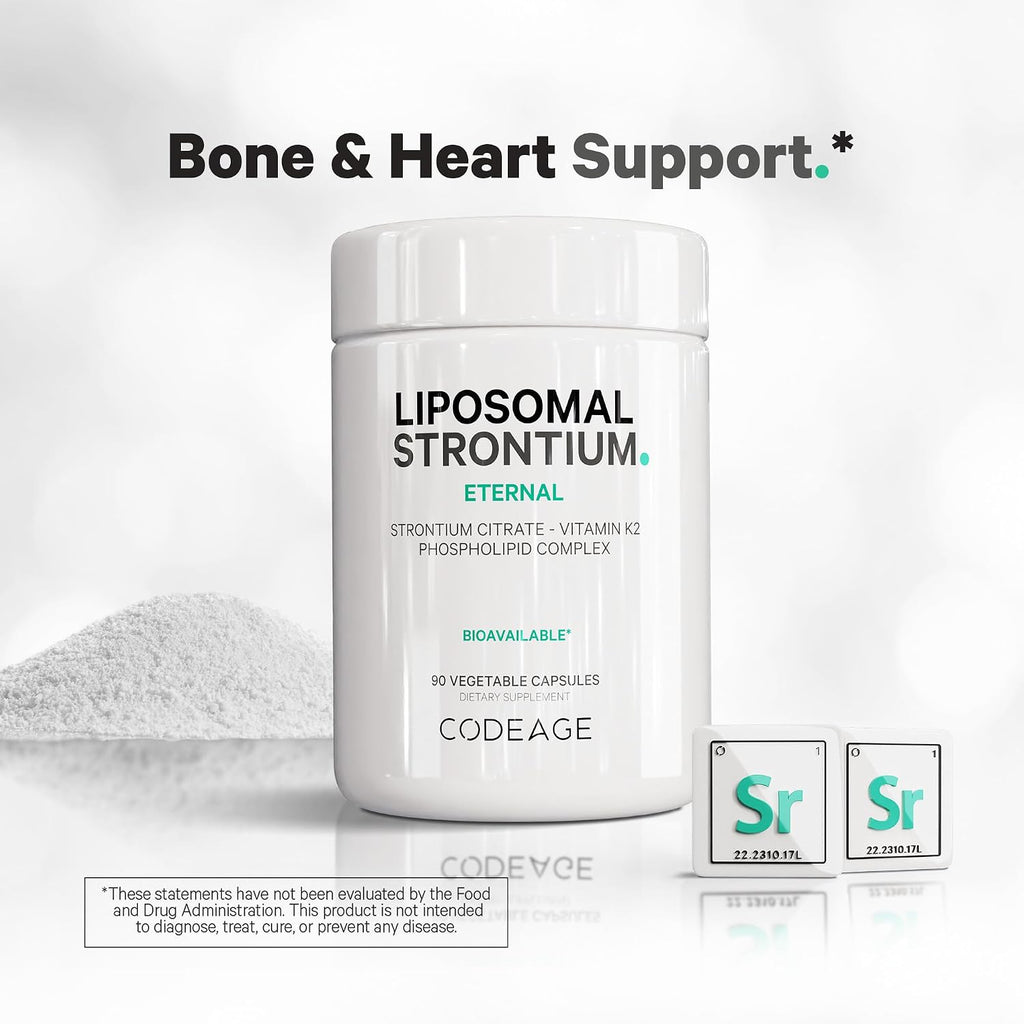 Codeage Liposomal Strontium - Estroncio Citrato, Vitamina K2 MK-7, 90 Cápsulas