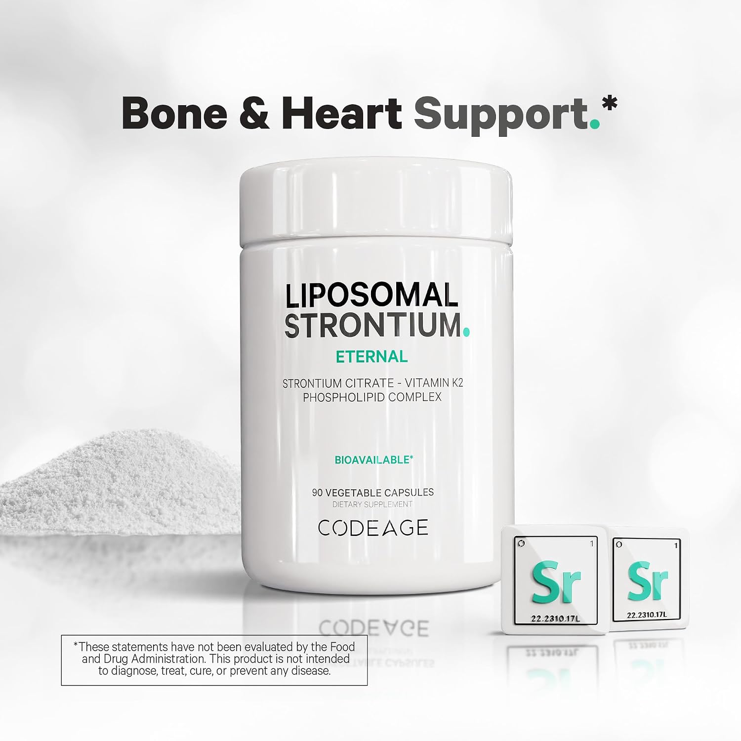 Codeage Liposomal Strontium - Estroncio Citrato, Vitamina K2 MK-7, 90 Cápsulas