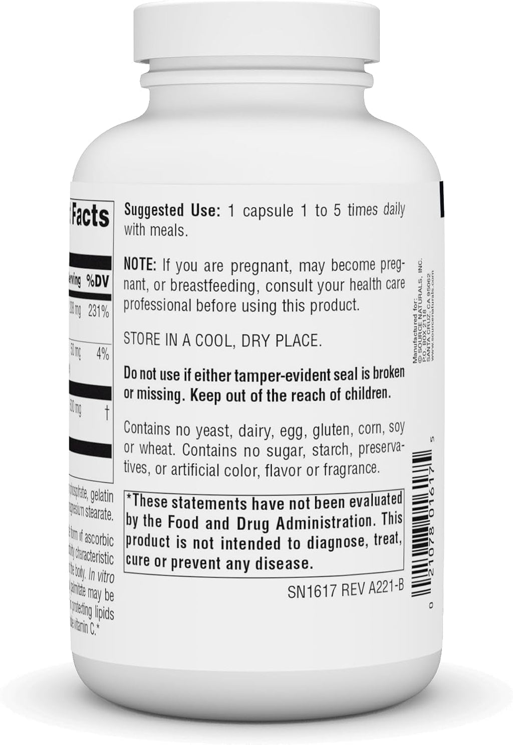 Source Naturals Palmitato de Ascorbilo 500 mg - Vitamina C Liposoluble - 180 Cápsulas