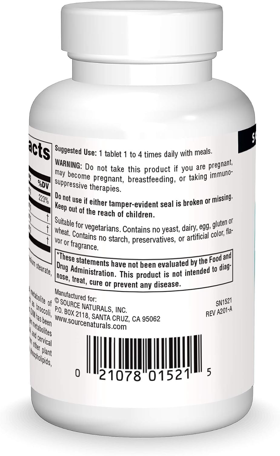 Source Naturals DIM 100mg con BioPerine y Vitamina E - 60 Comprimidos