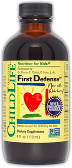 CHILDLIFE ESSENTIALS First Defense - Jarabe de Defensas para Niños, Bebés 6+ Meses, con Saúco y Zinc, 118 ml