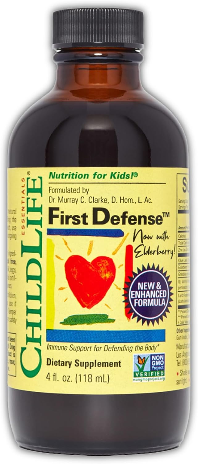CHILDLIFE ESSENTIALS First Defense - Jarabe de Defensas para Niños, Bebés 6+ Meses, con Saúco y Zinc, 118 ml