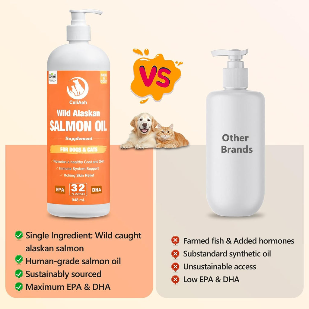 Aceite de Salmón Salvaje para Perros y Gatos, 946 ml