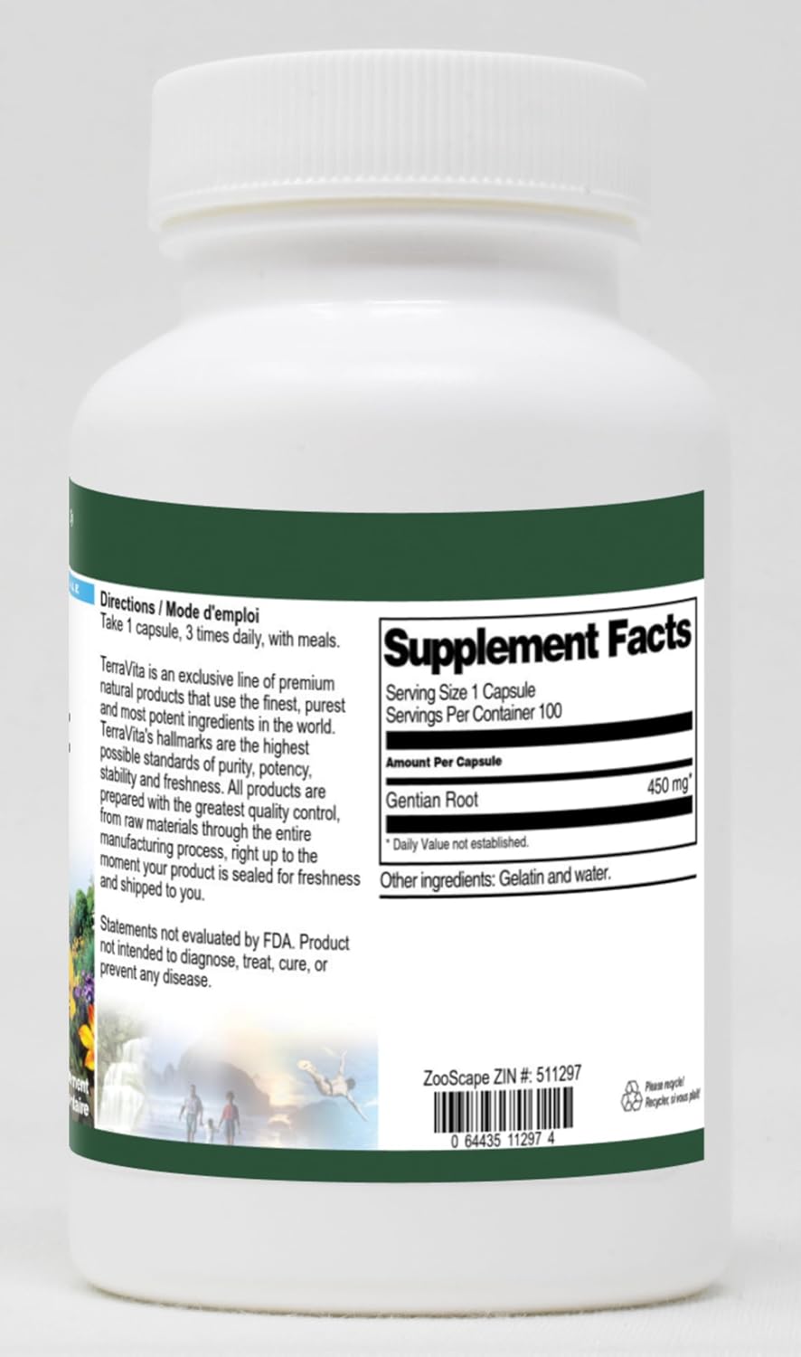 Gentian Root - 450 mg (100 Capsules)