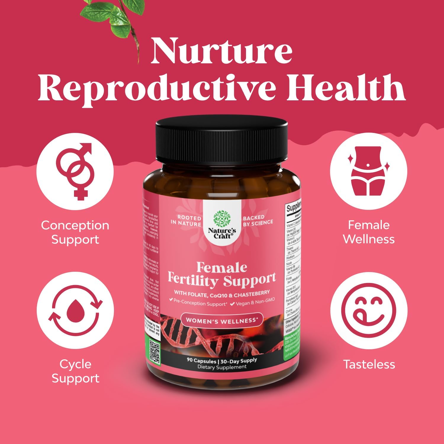 Fertility Supplements for Women & Men - Prenatal Vitamins Bundle with CoQ10, Folic Acid, Choline, Zinc, D-Aspartic Acid - Hormonal Balance for Conception for Her & Him - Pre Natal Multivitamin - 90 Ct
