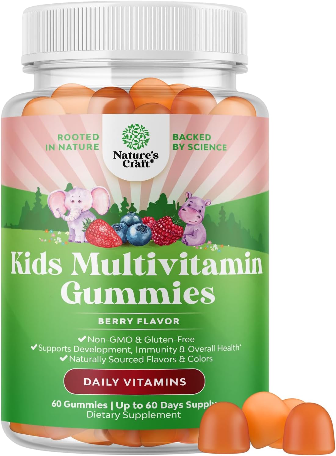 Natures Craft Gominolas Multivitamínicas para Niños - Vegano - 14 Vitaminas y Minerales Esenciales - 120 Unidades