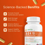 INVITA ADK 10 – Suplemento de Vitaminas A, D3 10,000 UI y K2-MK7 – 90 Cápsulas