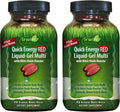 Irwin Naturals Quick Energy RED Multivitamínico en Cápsulas Líquidas – 72 Cápsulas – Apoyo de Óxido Nítrico y Energía – Pack de 2
