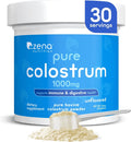 Zena Nutrition Colostro Bovino en Polvo, 1000mg, Puro, Sin Sabor, 30 Dosis