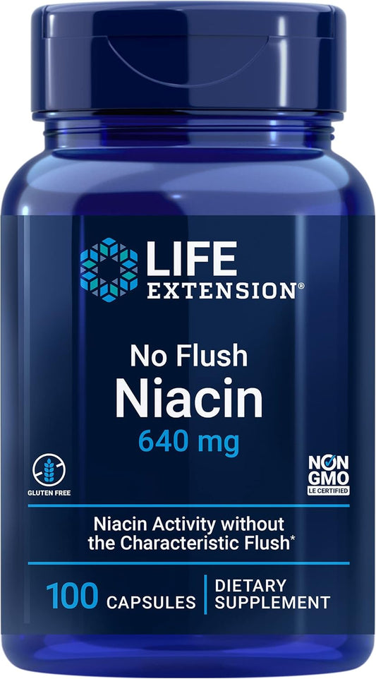 Life Extension No Flush Niacin - Vitamina B3 sin Rubor, 100 Cápsulas