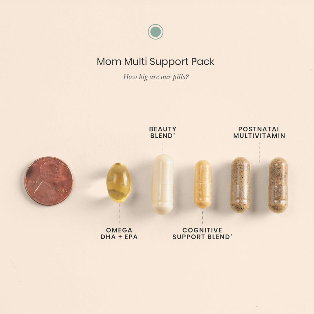 Perelel Mom Multi Support Pack - Vitaminas Postnatales con Omega 3 DHA, Hierro, Colágeno y Vitamina B12 - 30 Paquetes Diarios