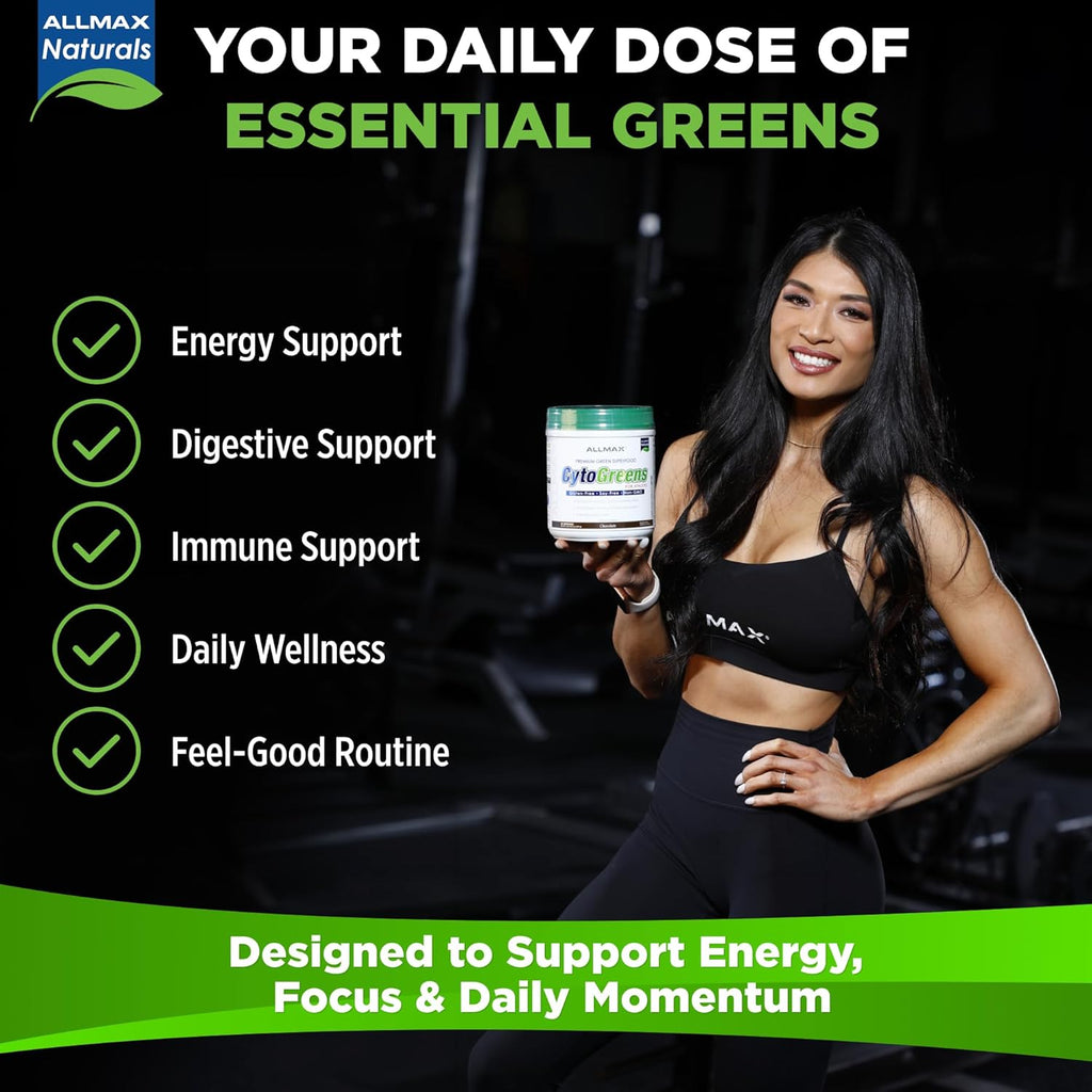 ALLMAX CytoGreens Super Greens Powder, Acai Berry Green Tea, 14 Servicios